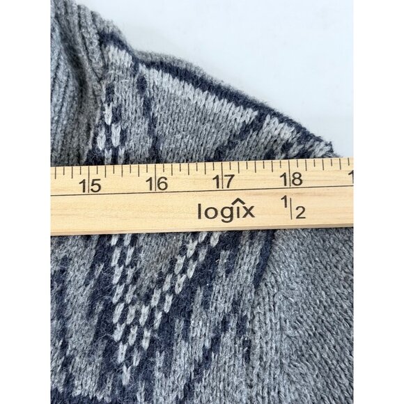 Banana Republic Wool Blend Shawl Cardigan Sweater Mens M Gray Aztec Button Up Ac - Picture 8 of 13